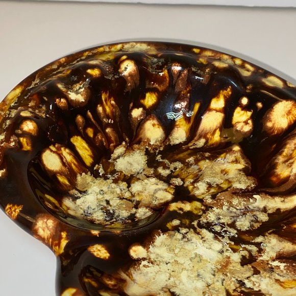 Art Pottery Ceramic Glazed Ashtray Vintage 1980s Handmade Signed Brown Speckled - Picture 6 of 6